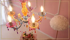 LED電球付 8灯 シャンデリア プリンセスラベンダー 簡単取付 幅66cm