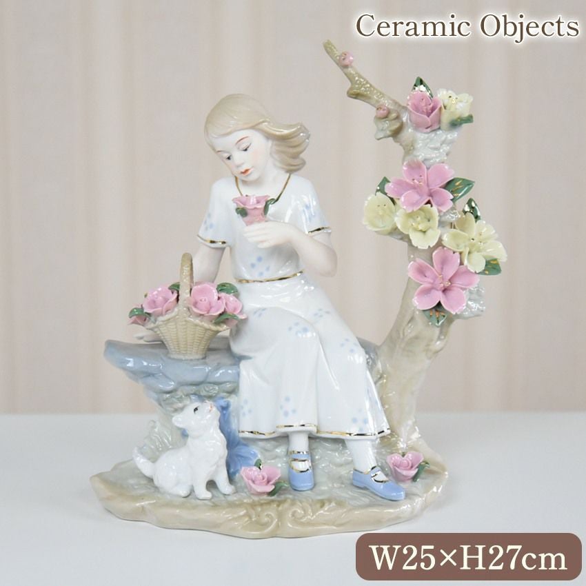 輸入雑貨　陶器　スペイン調　『女の子と猫』　エレガント　アンティーク 000000005543-01.jpg?size=m&w=