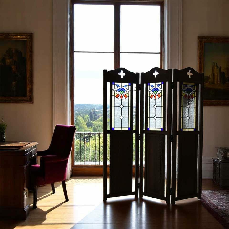 アンティーク調 スクリーン 英国調 パーティション 間仕切り オーク材 高級 画像2