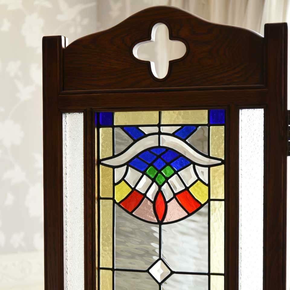 アンティーク調 スクリーン 英国調 パーティション 間仕切り オーク材 高級 画像3