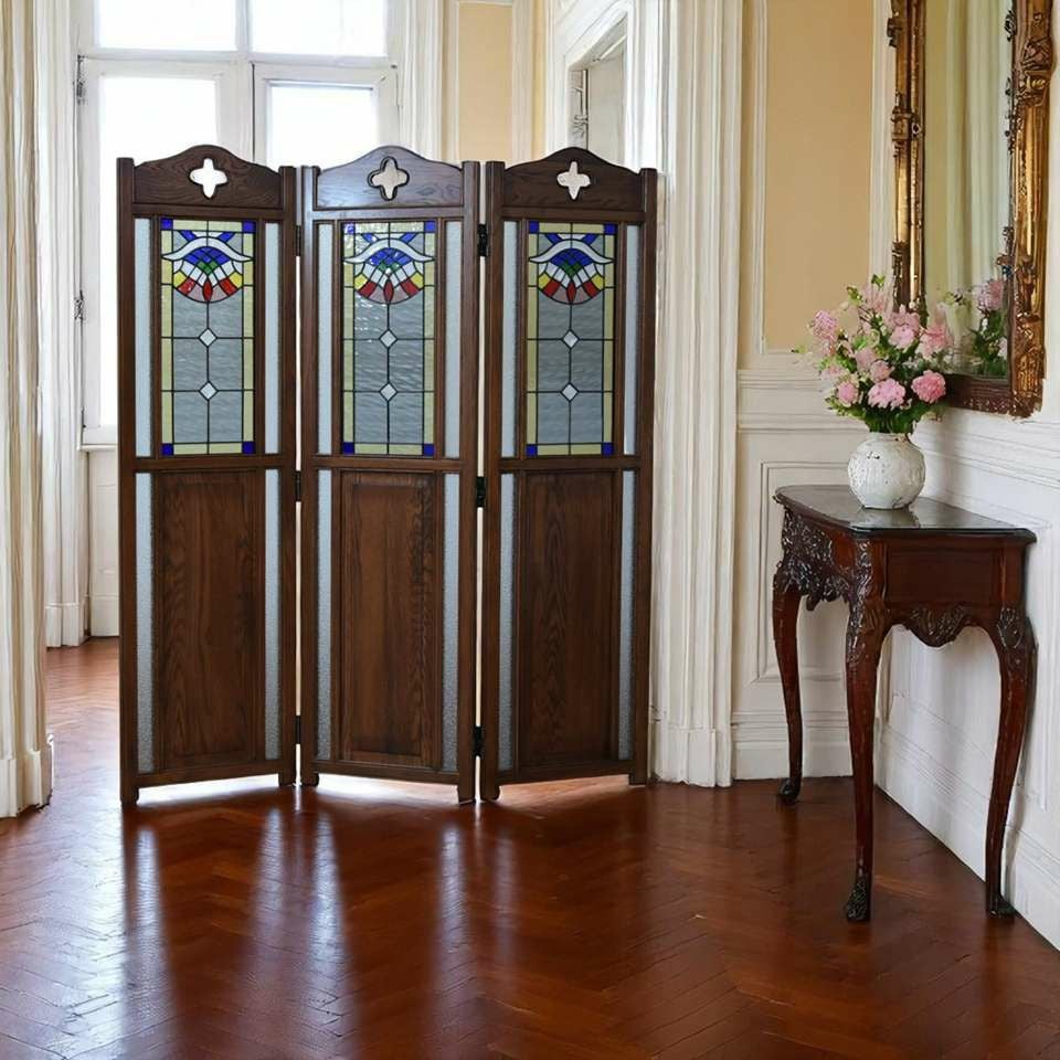 アンティーク調 スクリーン 英国調 パーティション 間仕切り オーク材 高級 画像9