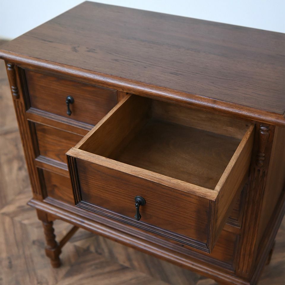アンティーク調 3段チェスト 英国調 たんす 収納家具 オーク材 高級 画像15