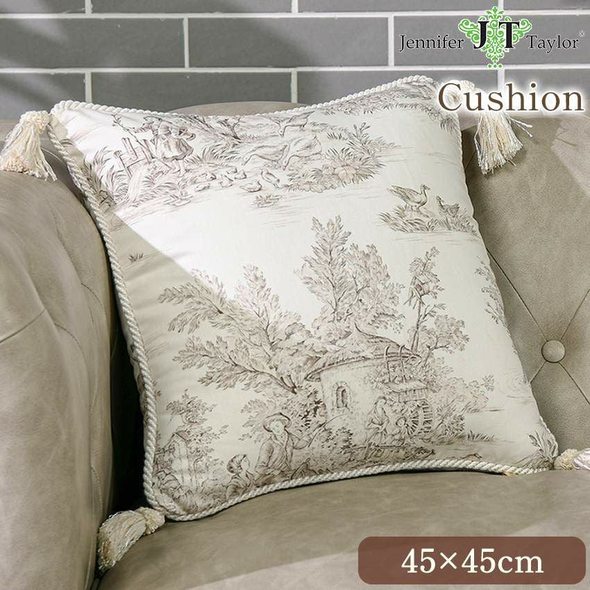 ジェニファーテイラー クッション Toile de Jouy 大柄 45×45cm
