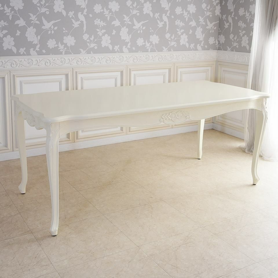 アンリヴェルデ ダイニングセット5P 4人掛け アイボリー ピンク 幅175cm 画像6