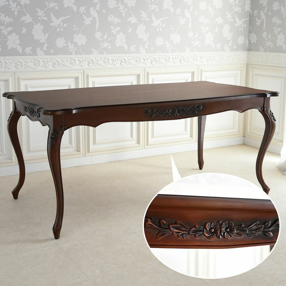 英国調 クイーンアン様式 ダイニングセット5P 4人掛け ブラウン 幅170cm 画像6