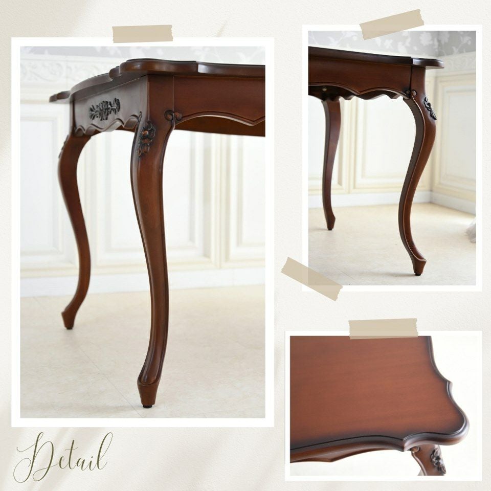 英国調 クイーンアン様式 ダイニングセット5P 4人掛け ブラウン 幅170cm 画像7