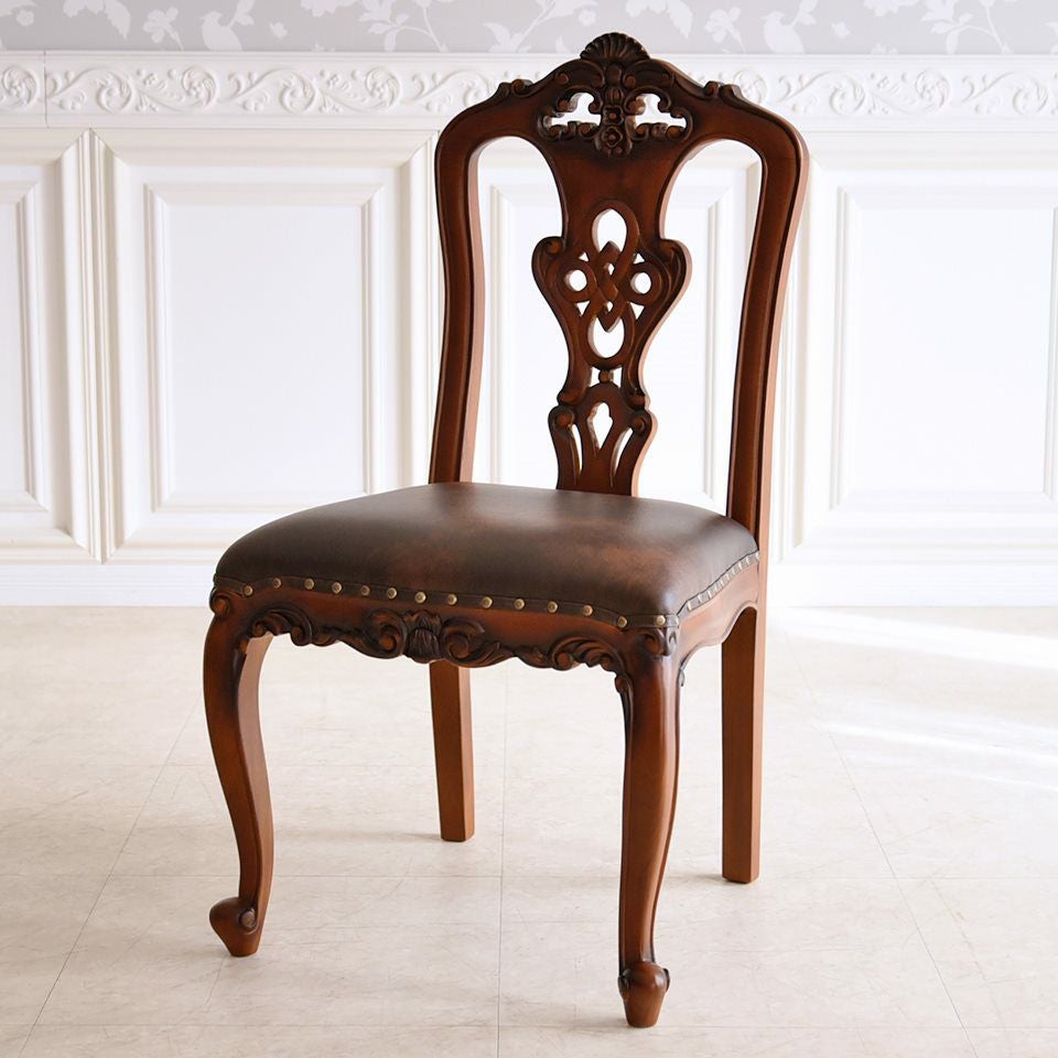 英国調 クイーンアン様式 ダイニングセット5P 4人掛け ブラウン 幅170cm 画像9