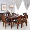 英国調 クイーンアン様式 ダイニングセット7P 6人掛け ブラウン 幅170cm 画像1