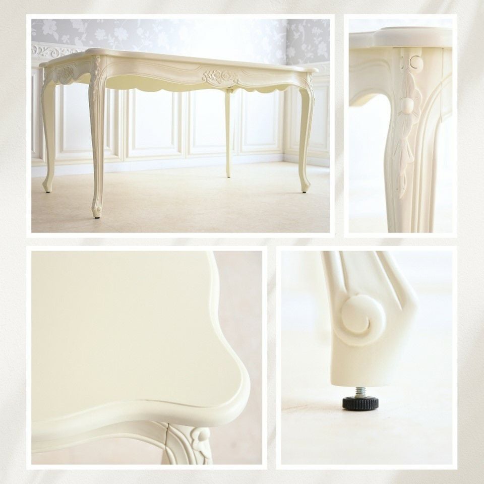 アンリヴェルデ ダイニングセット5P 4人掛け アイボリー 幅145cm 画像8