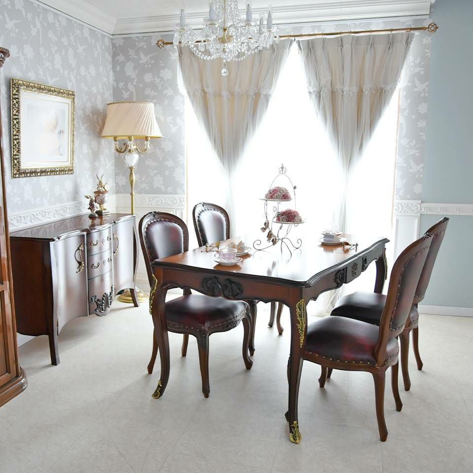 アンリヴェルデ ヴェネチアン 伸長式ダイニングセット5P 4人掛け ワイン 幅150→180cm 画像4