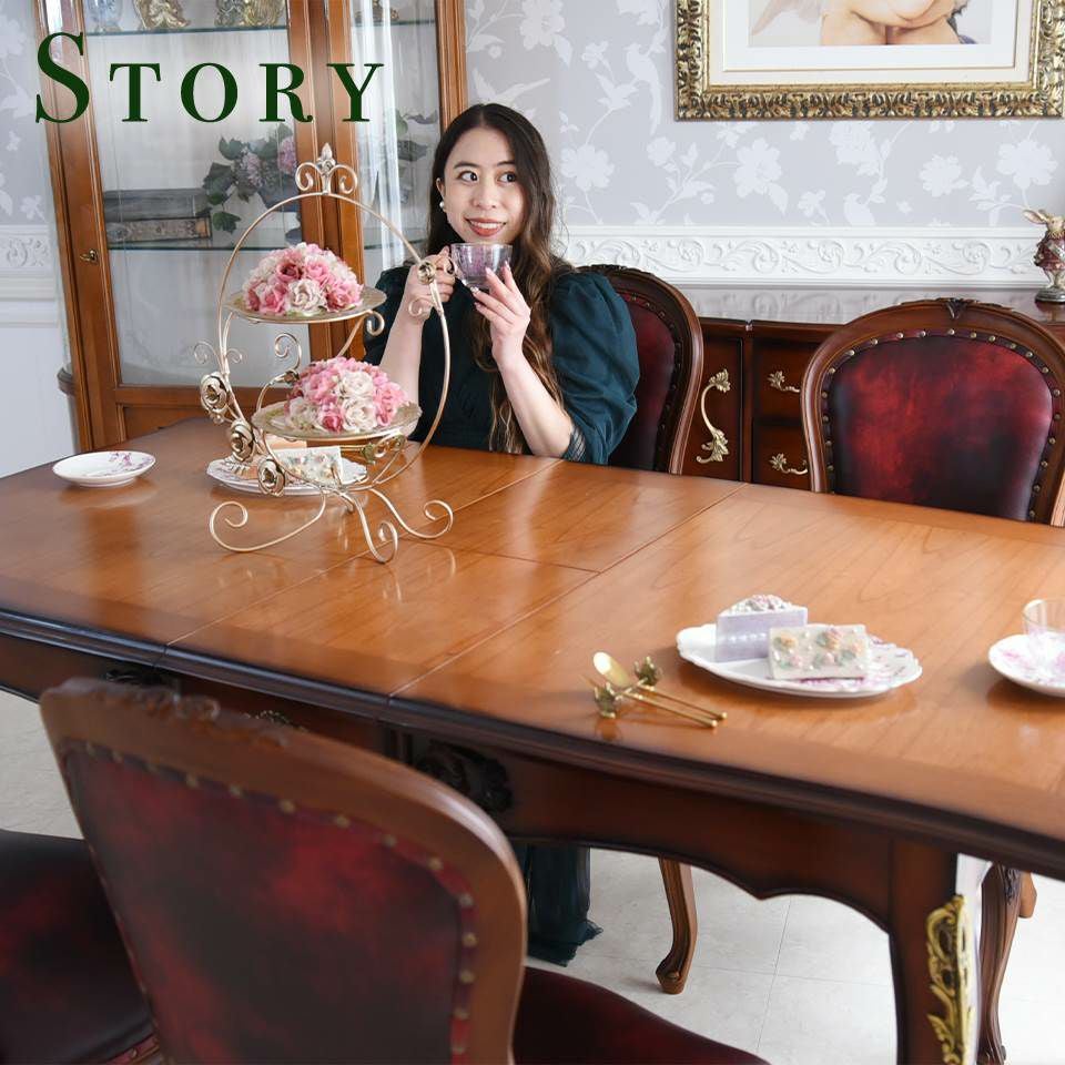 アンリヴェルデ ヴェネチアン 伸長式ダイニングセット5P 4人掛け ワイン 幅150→180cm 画像5