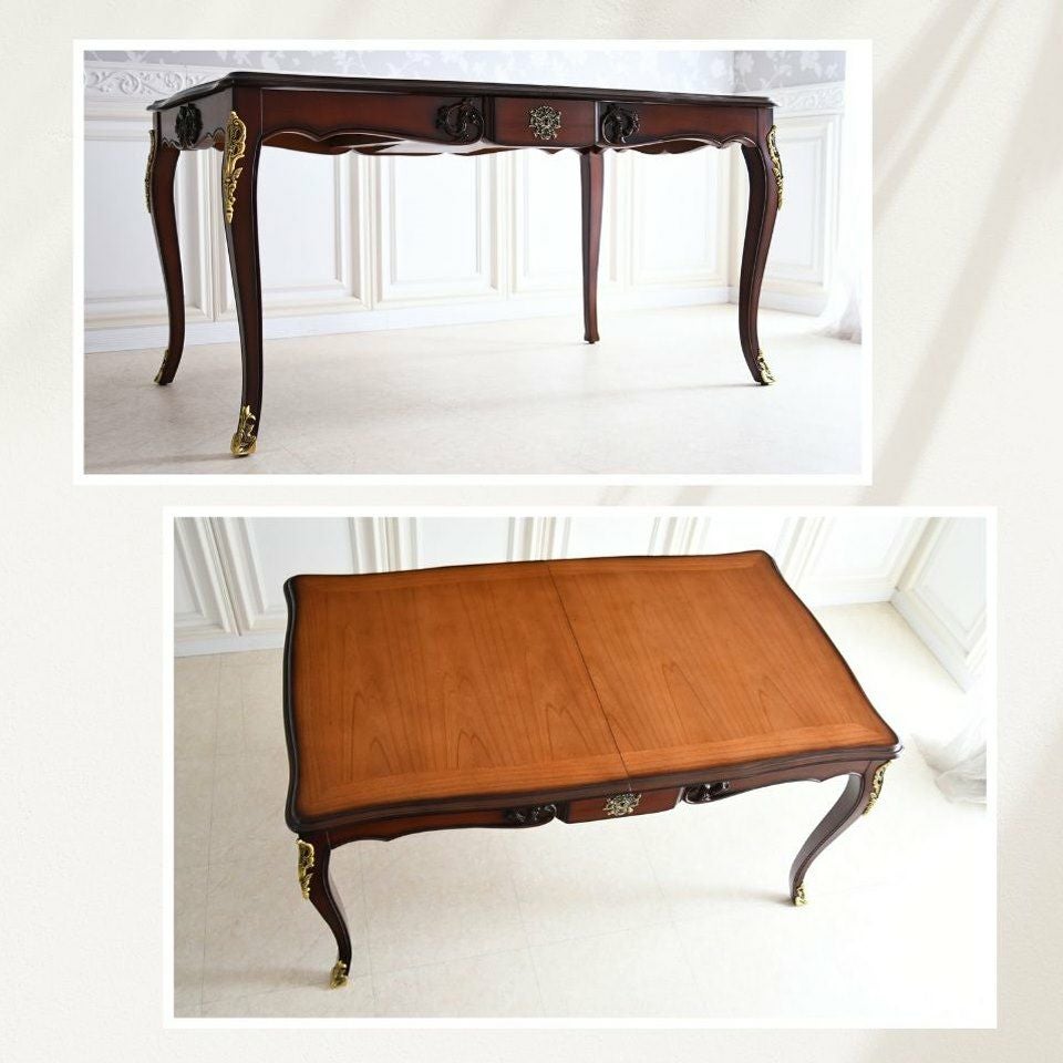 アンリヴェルデ ヴェネチアン 伸長式ダイニングセット5P 4人掛け ワイン 幅150→180cm 画像7