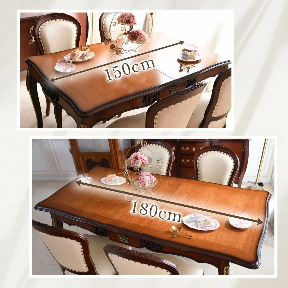 アンリヴェルデ ヴェネチアン 伸長式ダイニングセット5P 4人掛け アイボリー 幅150→180cm 画像3