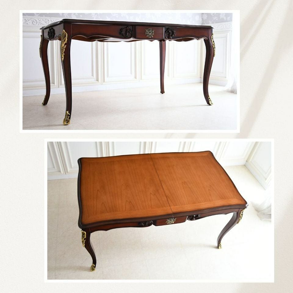 アンリヴェルデ ヴェネチアン 伸長式ダイニングセット5P 4人掛け アイボリー 幅150→180cm 画像7