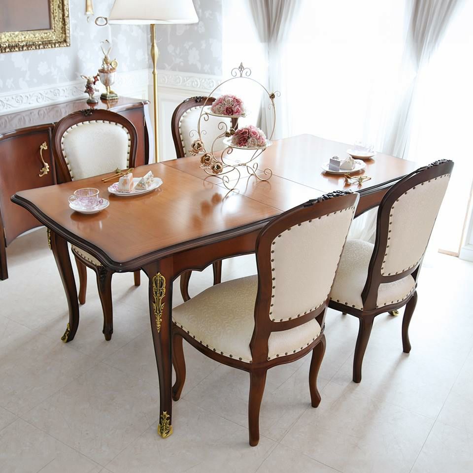 アンリヴェルデ ヴェネチアン 伸長式ダイニングセット5P 4人掛け アイボリー 幅150→180cm 画像12