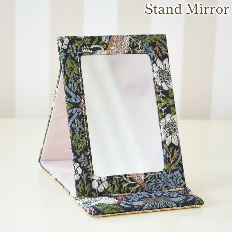 アクアフラワー バード＆ストロベリー 卓上 スタンドミラー ブルー 幅14.5cm 画像サムネイル