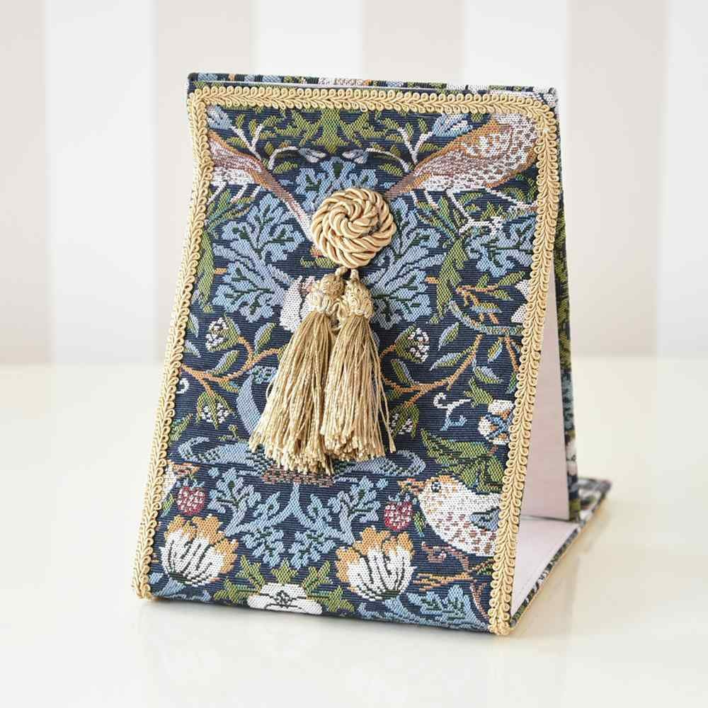 アクアフラワー バード＆ストロベリー 卓上 スタンドミラー ブルー 幅14.5cm 画像3