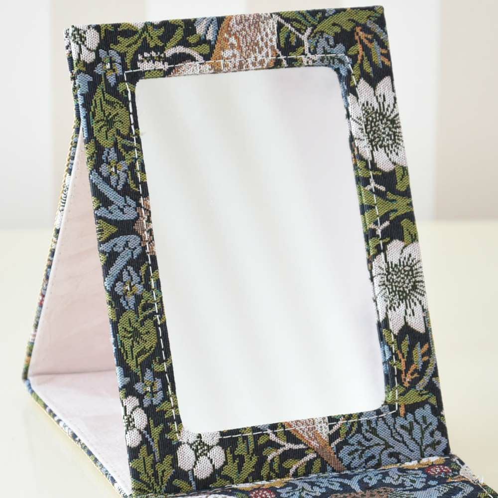 アクアフラワー バード＆ストロベリー 卓上 スタンドミラー ブルー 幅14.5cm 画像4