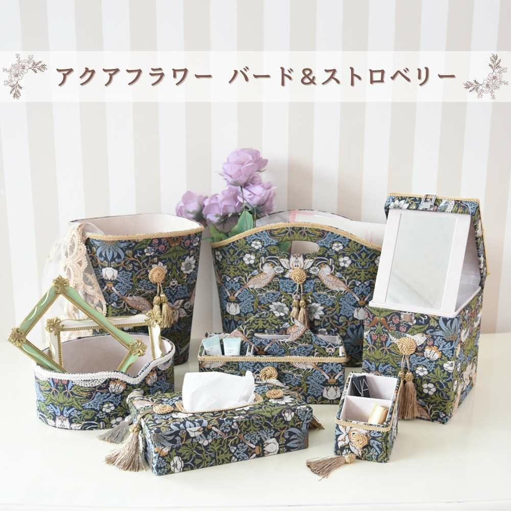 アクアフラワー バード＆ストロベリー 卓上 スタンドミラー ブルー 幅14.5cm 画像9