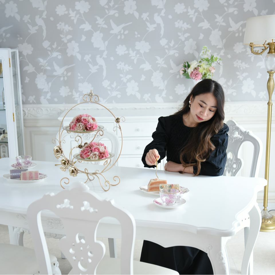 英国調 クイーンアン様式 ダイニングセット5P 4人掛け ホワイト 幅170cm 画像4