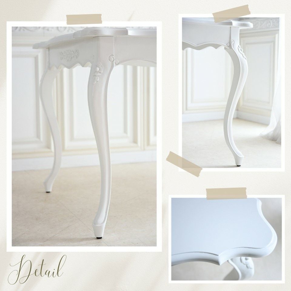 英国調 クイーンアン様式 ダイニングセット5P 4人掛け ホワイト 幅170cm 画像7