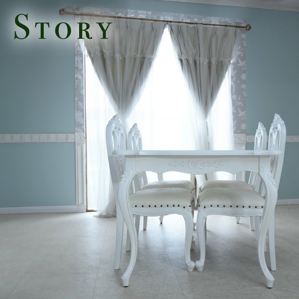 英国調 クイーンアン様式 ダイニングセット5P 4人掛け ホワイト 幅140cm 画像5