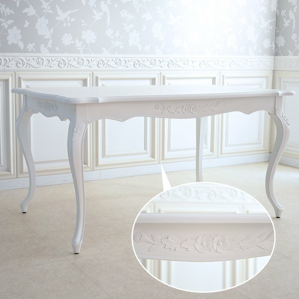 英国調 クイーンアン様式 ダイニングセット5P 4人掛け ホワイト 幅140cm 画像6