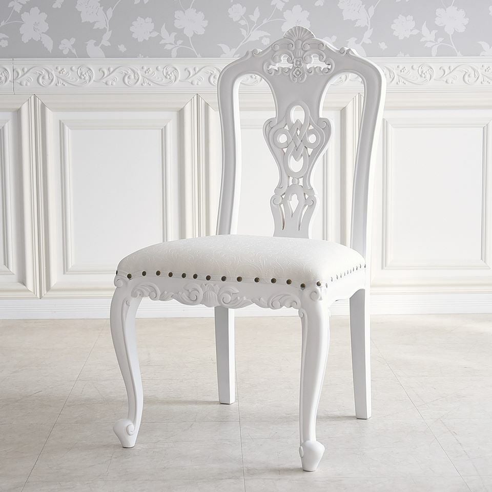 英国調 クイーンアン様式 ダイニングセット5P 4人掛け ホワイト 幅140cm 画像9