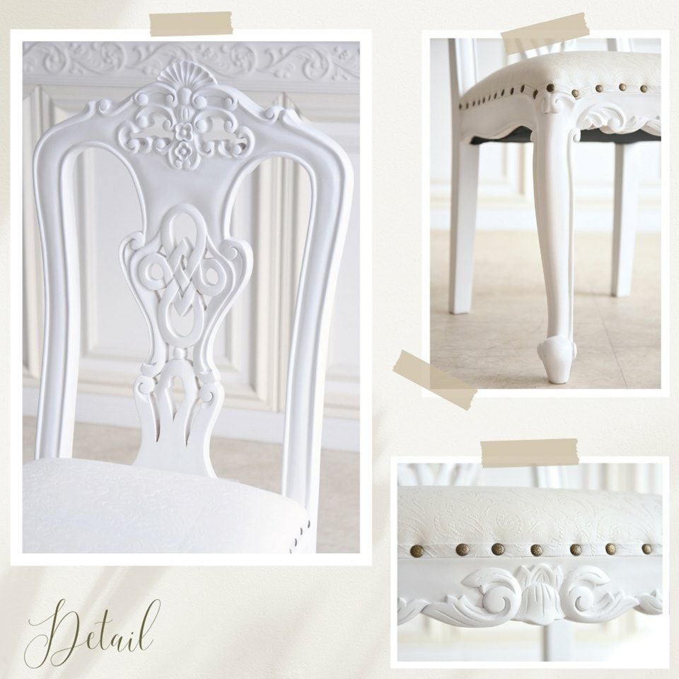 英国調 クイーンアン様式 ダイニングセット5P 4人掛け ホワイト 幅140cm 画像10