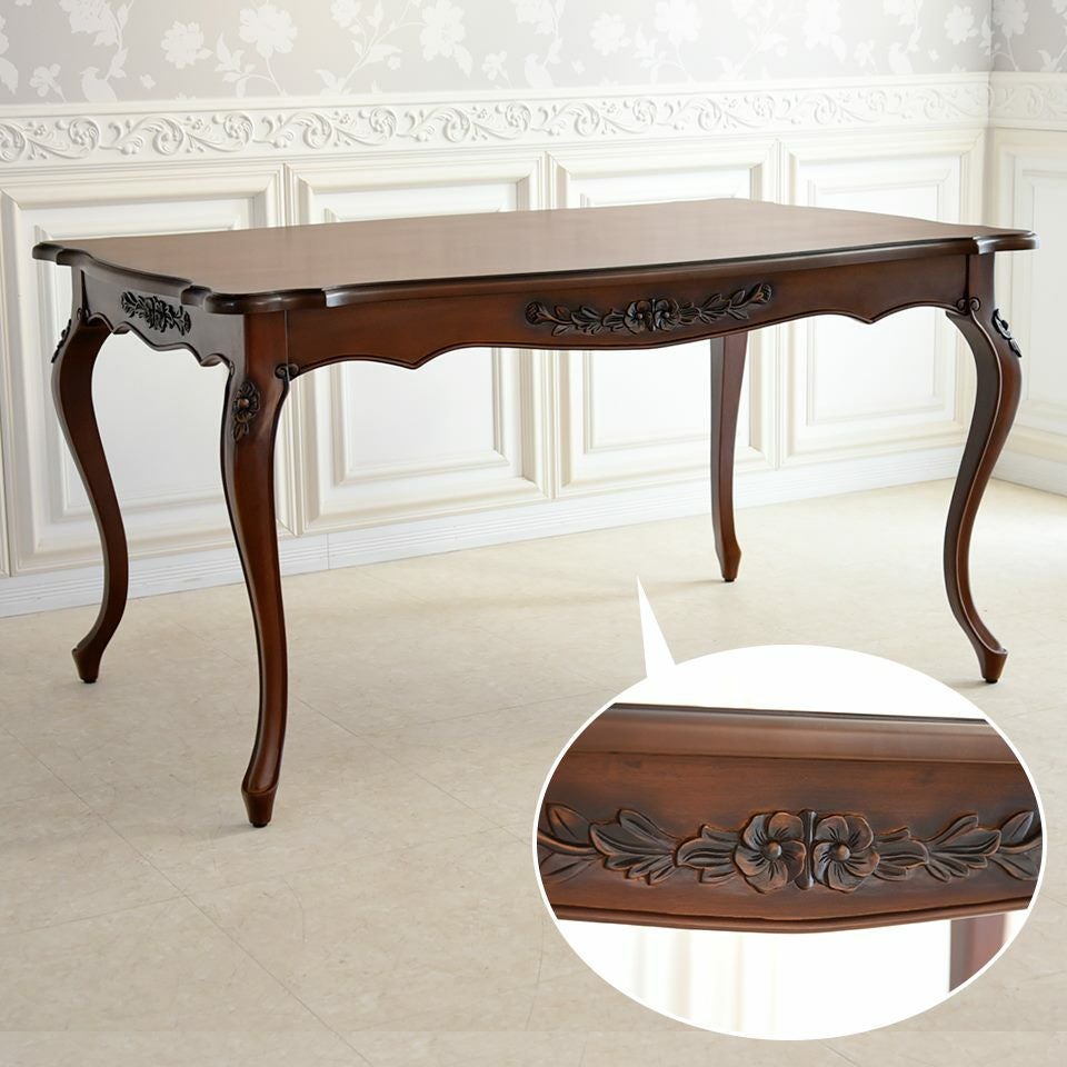 英国調 クイーンアン様式 ダイニングセット5P 4人掛け ブラウン 幅140cm 画像6