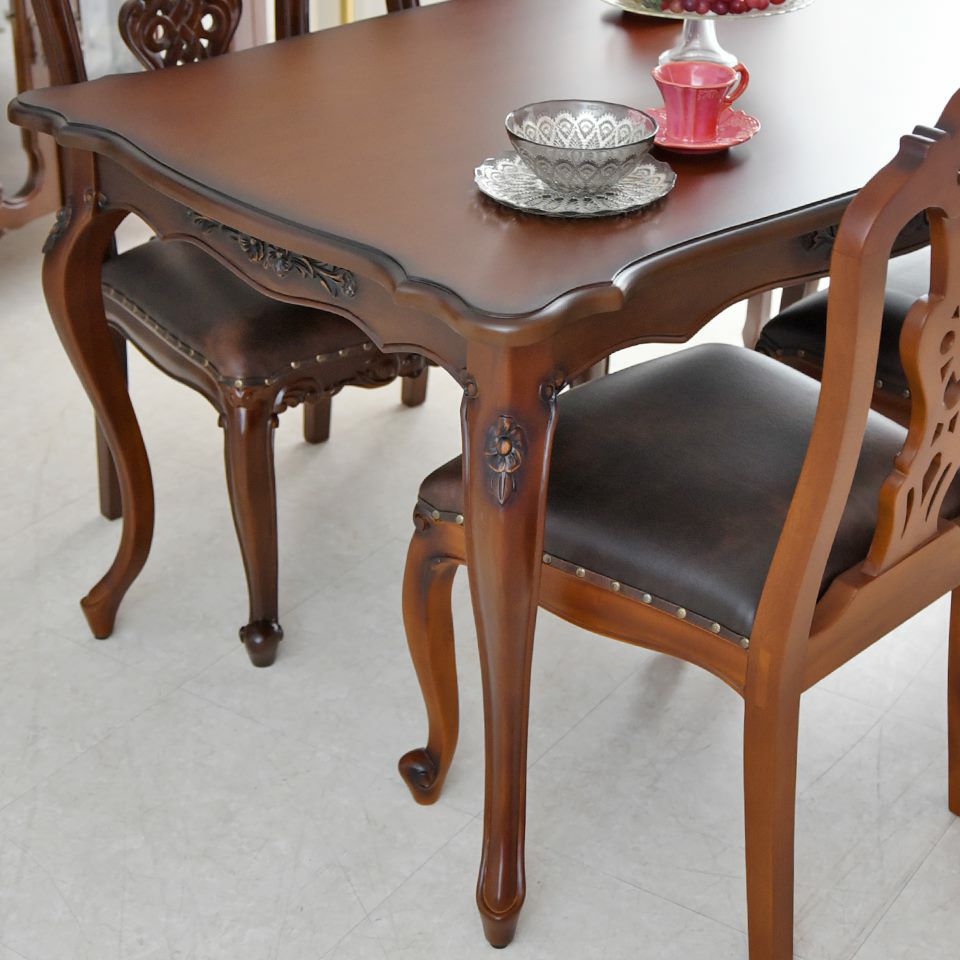 英国調 クイーンアン様式 ダイニングテーブル ブラウン 幅140cm 画像4