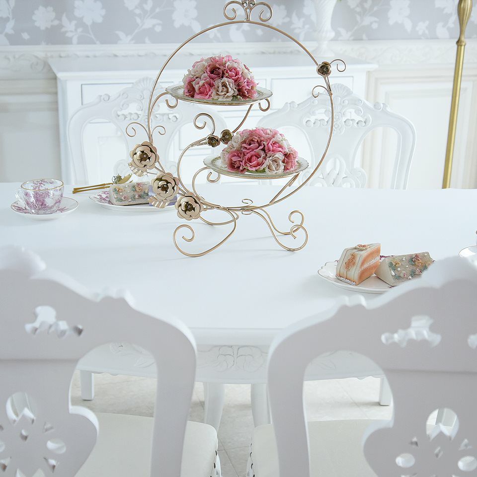 英国調 クイーンアン様式 ダイニングテーブル ホワイト 幅140cm 画像3