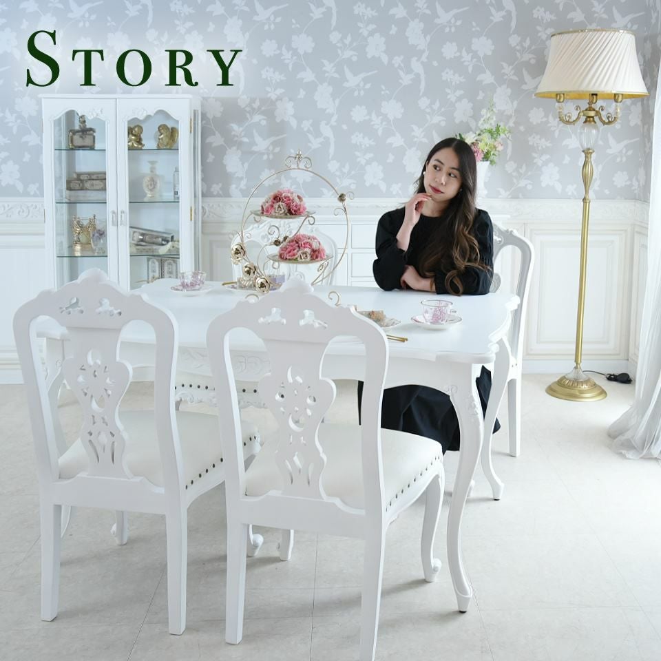 英国調 クイーンアン様式 ダイニングテーブル ホワイト 幅140cm 画像5