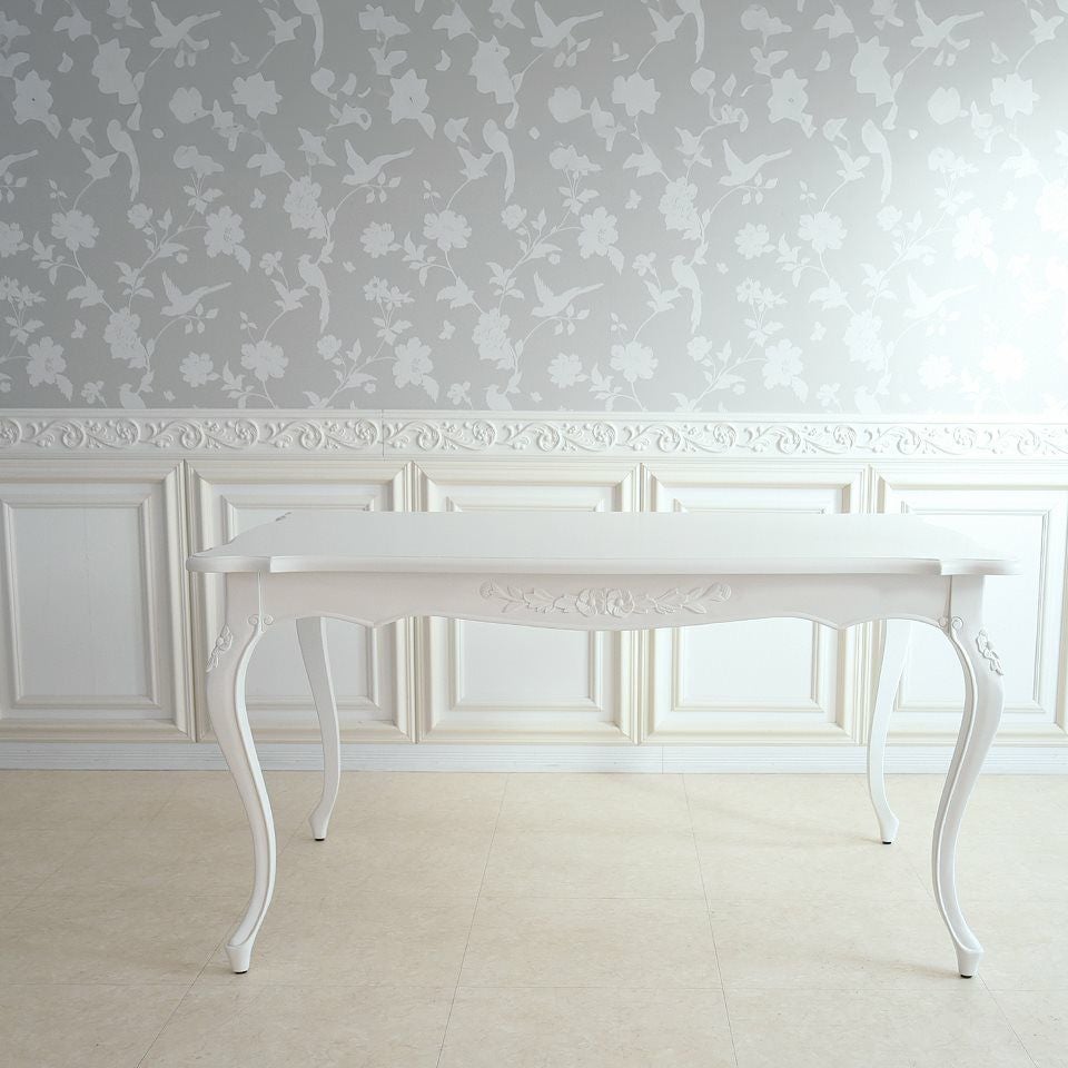 英国調 クイーンアン様式 ダイニングテーブル ホワイト 幅140cm 画像7