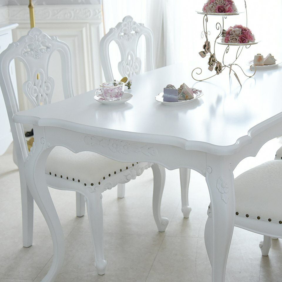 英国調 クイーンアン様式 ダイニングテーブル ホワイト 幅170cm 画像4