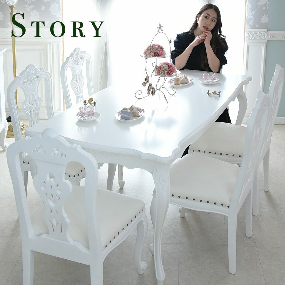 英国調 クイーンアン様式 ダイニングテーブル ホワイト 幅170cm 画像5