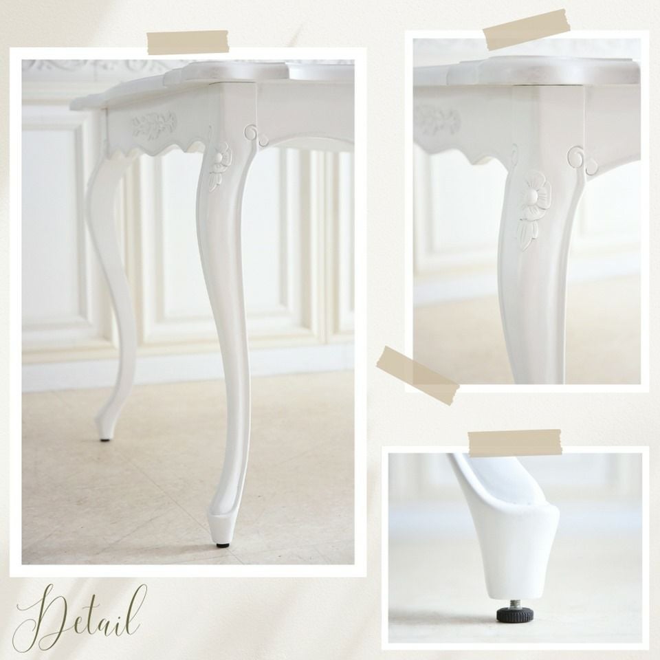 英国調 クイーンアン様式 ダイニングテーブル ホワイト 幅170cm 画像11