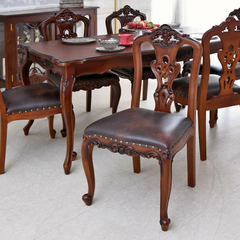 英国調 クイーンアン ダイニングチェア ブラウン 猫脚 画像1