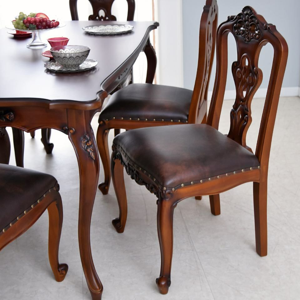 英国調 クイーンアン ダイニングチェア ブラウン 猫脚 画像2