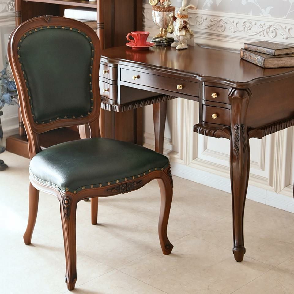 英国調 アンリヴェルデ ダイニングチェア グリーン 猫脚 画像1