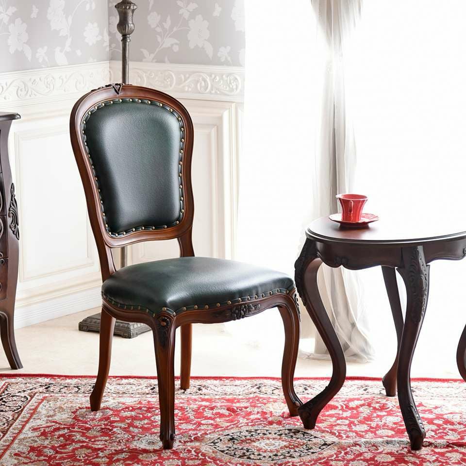 英国調 アンリヴェルデ ダイニングチェア グリーン 猫脚 画像14