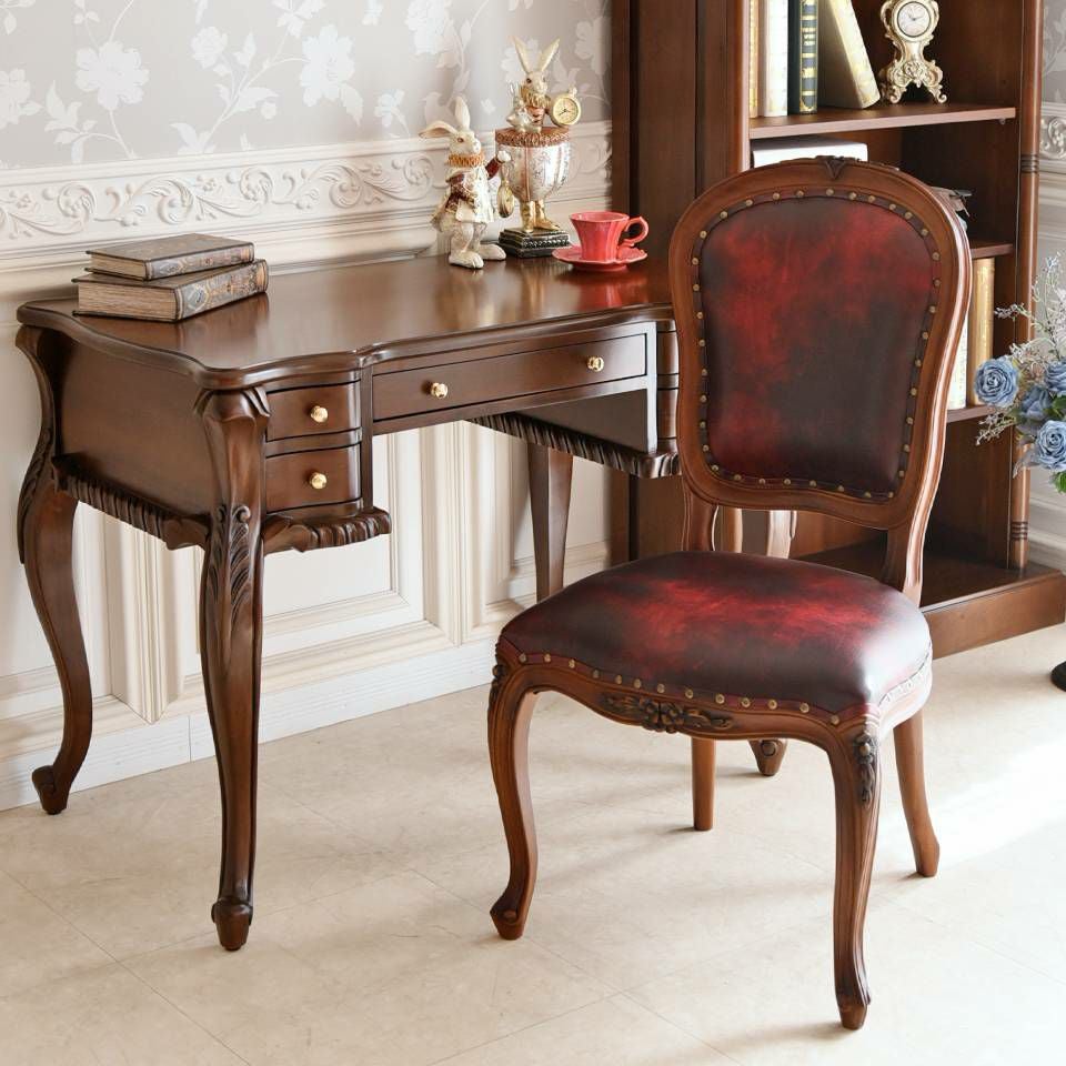 英国調 アンリヴェルデ ダイニングチェア ワインレッド 猫脚 画像2