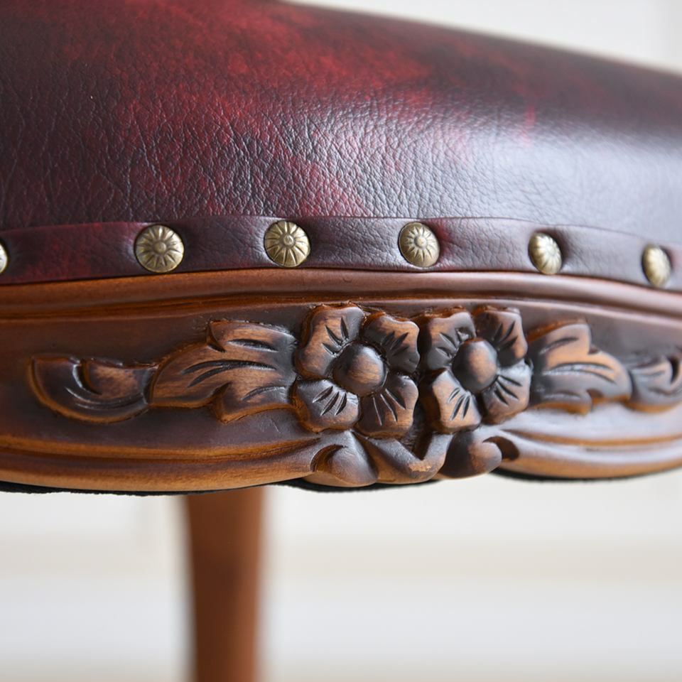 英国調 アンリヴェルデ ダイニングチェア ワインレッド 猫脚 画像9