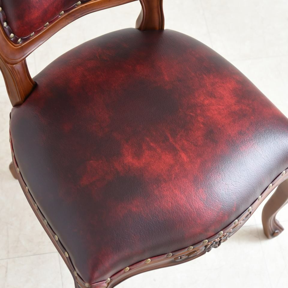 英国調 アンリヴェルデ ダイニングチェア ワインレッド 猫脚 画像10