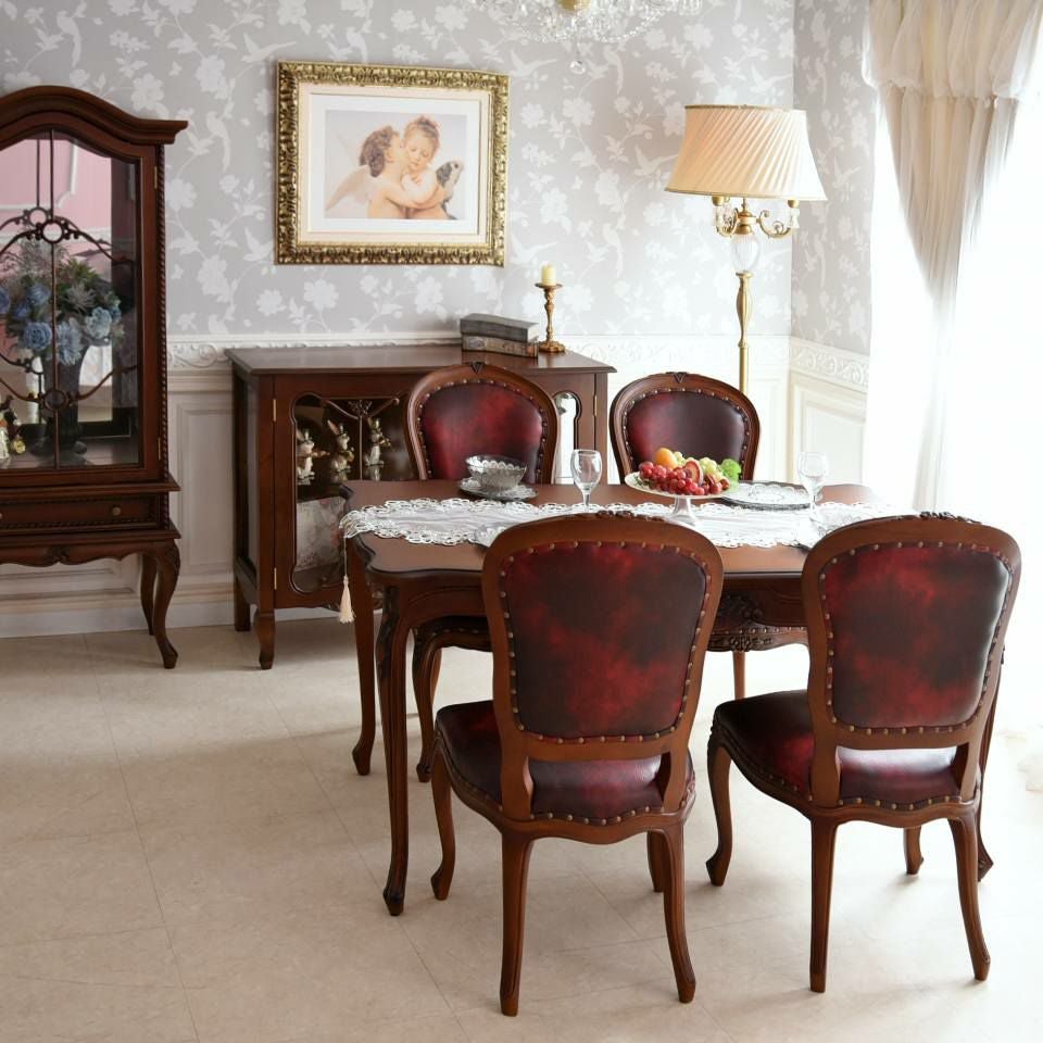 英国調 アンリヴェルデ ダイニングチェア ワインレッド 猫脚 画像11