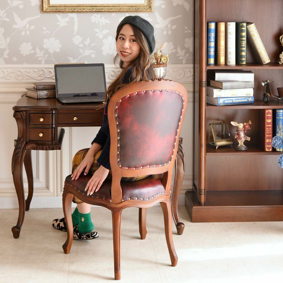 英国調 アンリヴェルデ ダイニングチェア ワインレッド 猫脚 画像12