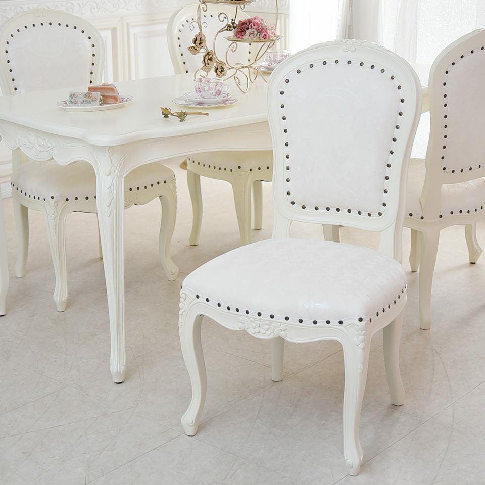 英国調 アンリヴェルデ ダイニングチェア アイボリー 猫脚 画像1