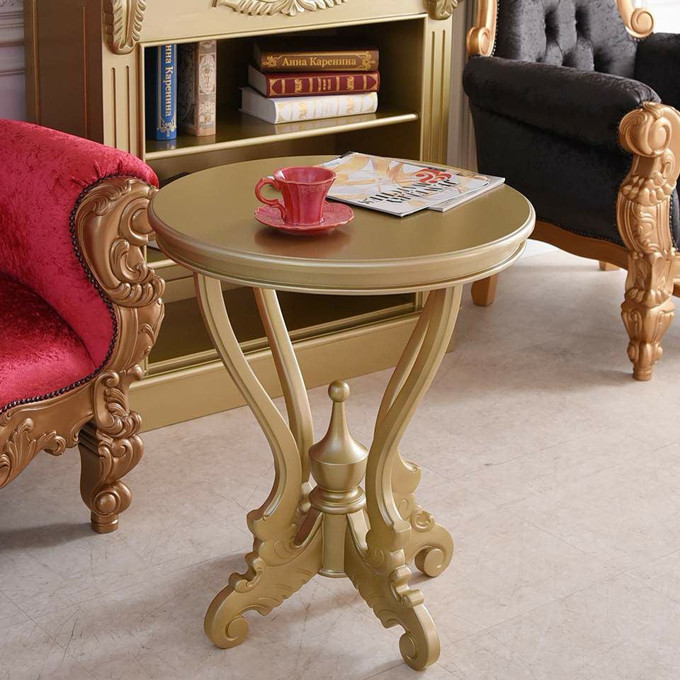 King＆Queen ロココ ゴールド 王宮のサイドテーブル 直径60cm 画像1