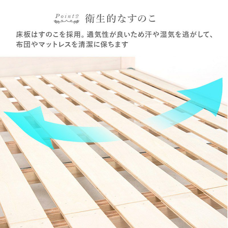 姫系 引出し付 セミダブルベッド ホワイト 幅124cm 画像7