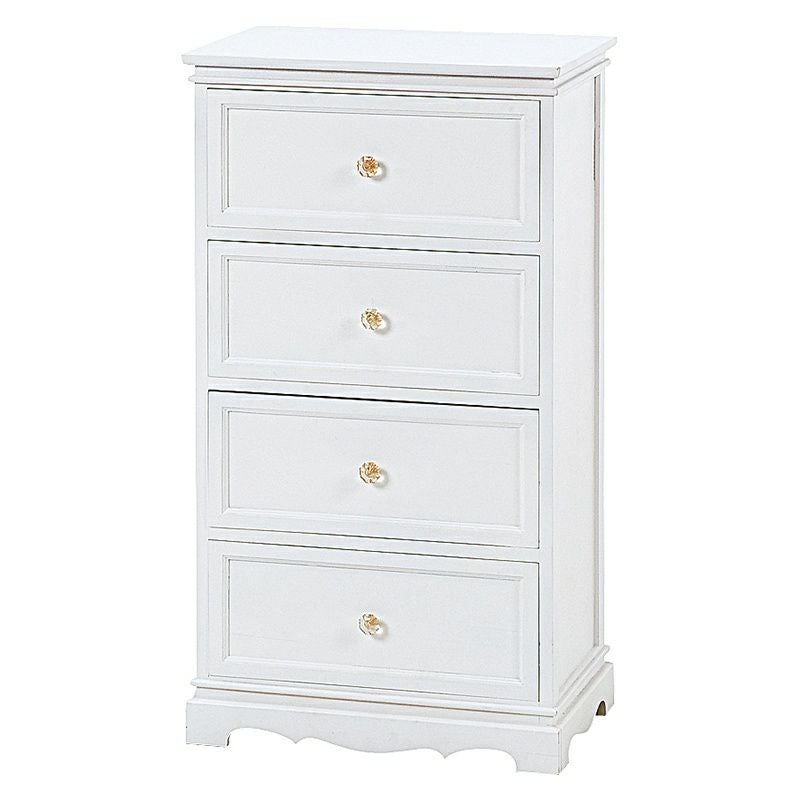 姫系 4段チェスト クリスタル調 ハンドル ホワイト 幅50cm 画像9